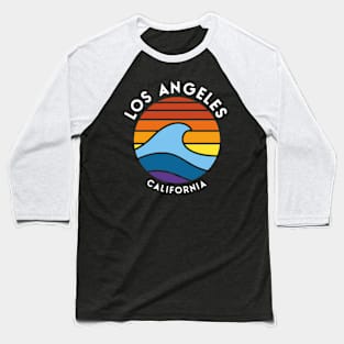 Los Angeles California Rainbow Wave Beach Baseball T-Shirt